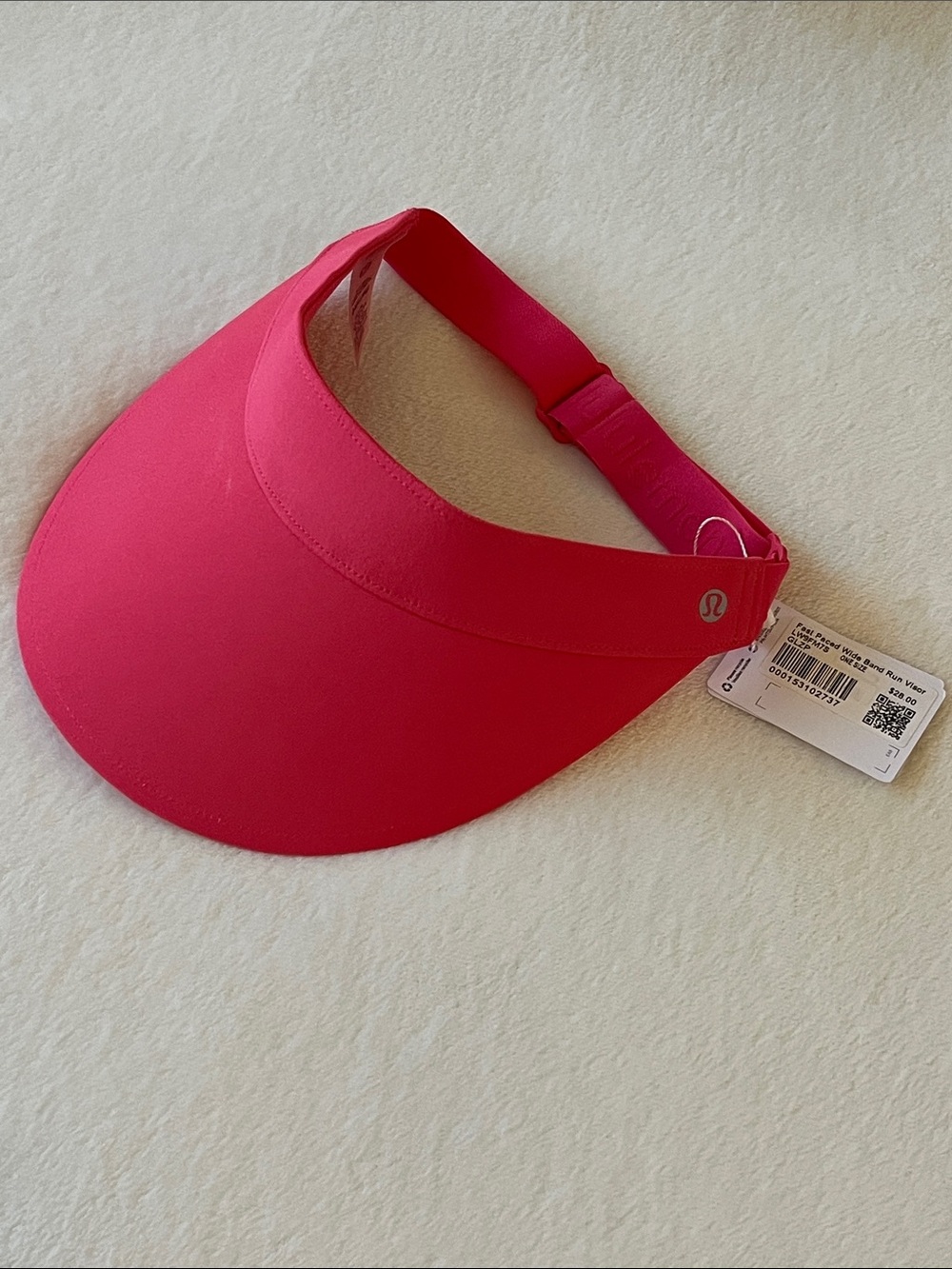 lululemon fast-paced wide stretchy/adjustable band run visor glaze pink